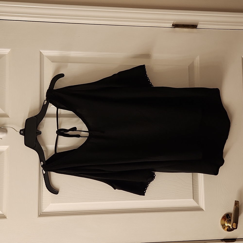 Black tie back top